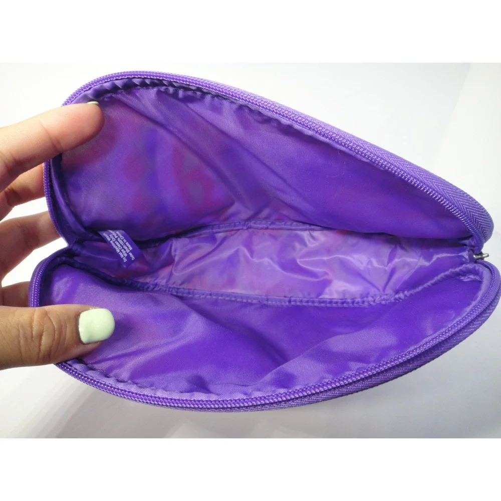 Clinique Cosmetic Bag Purple Orange Floral Paisley Psychedelic Makeup Pouch EUC